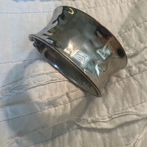 Wide hammered Silver tone Metallic Cuff Bracelet
